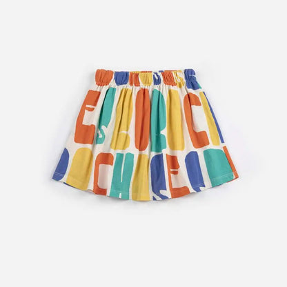 Girls Dress Printed Skirts Patchwork Outwear Pant Set