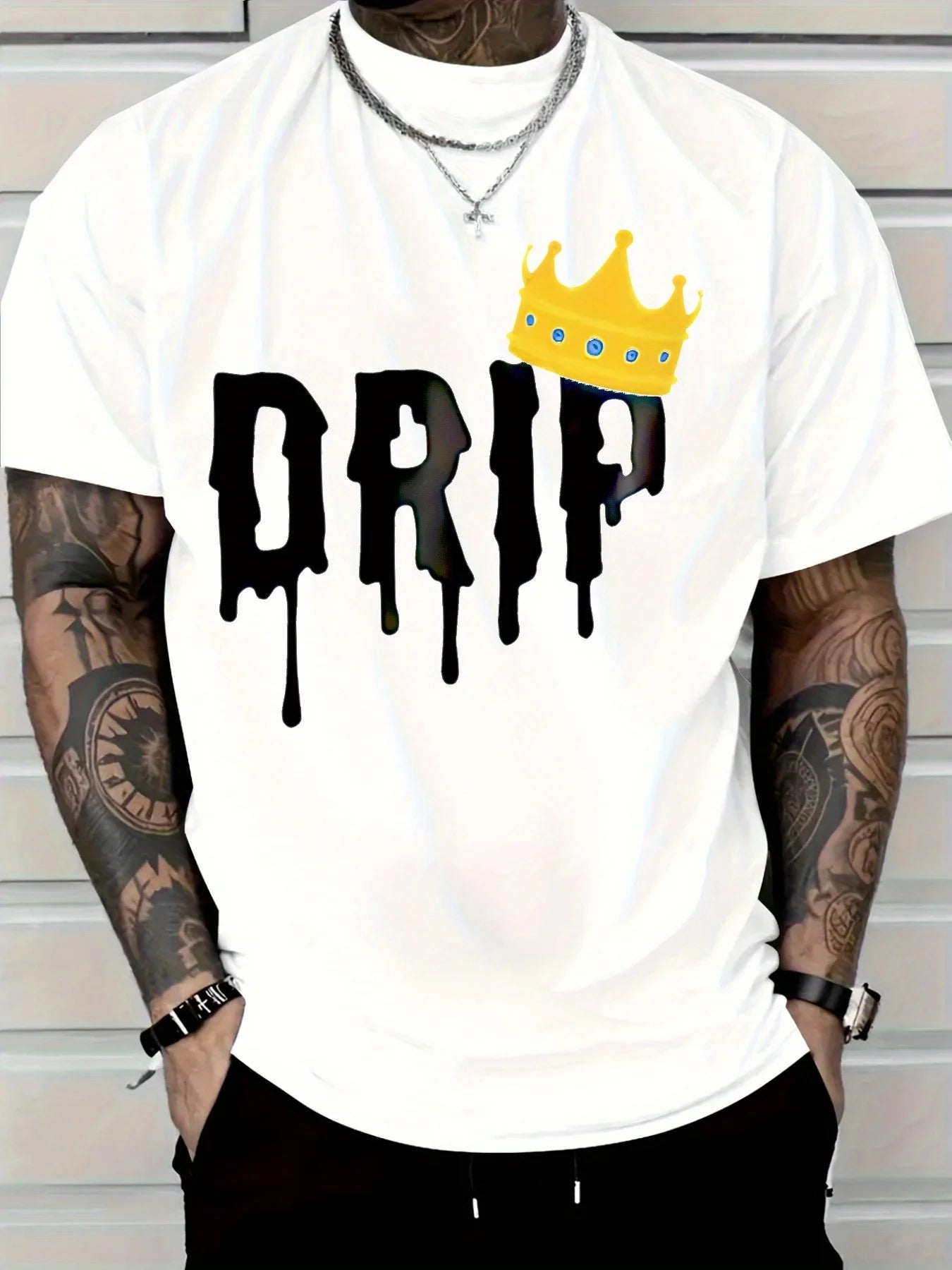 Drip Crown Design Comfortable Fit T shirt