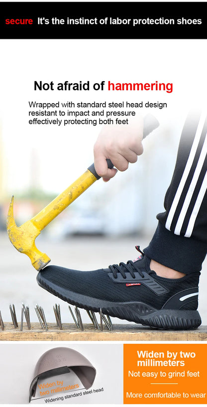 Mens Steel Toe Safety Shoes Puncture-Proof