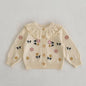 Girls Solid Color Knitted Cardigan Long Sleeves