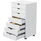 7 Drawer Storage Cabinet Wooden Mobile Rolling Cabinet