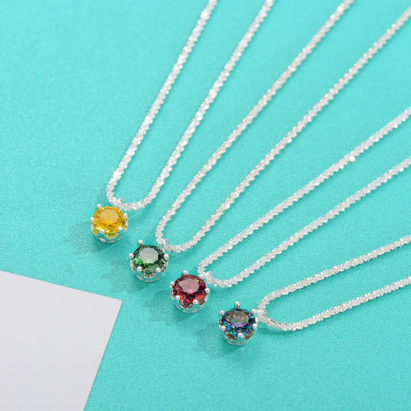 Sterling Silver Moissanite Crown Necklace for Ladies
