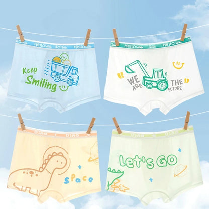 4PCS Mesh Breathable Boy Comfort Antibacterial Cartoon  Underwear