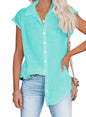 Womens Cotton Linen Casual Short Sleeve Tops
