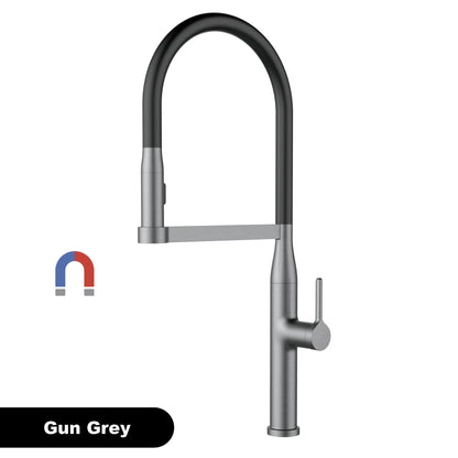 Luxury Brushed Gold Brass Pull Out Kitchen Faucet