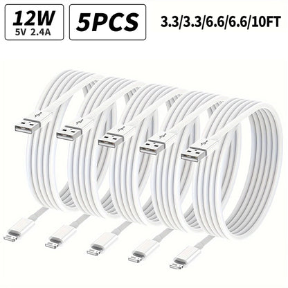 5Packs 10FT Long Lightning Charging Cable For iPhone