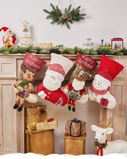 Xmas Decoration Santa Snowman Reindeer Hanging Sock