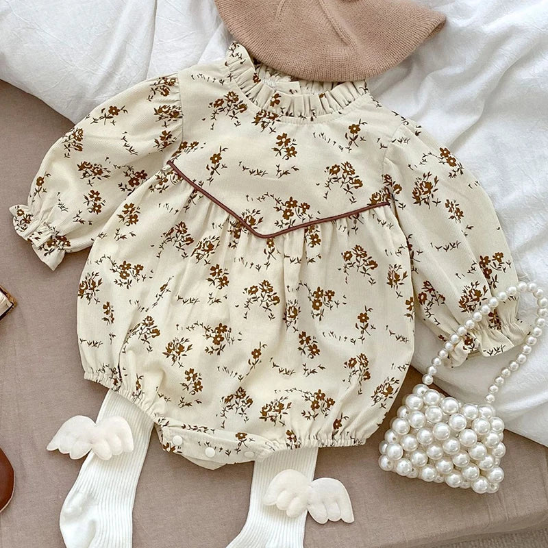 Baby Girls Long Sleeve Flower Embroidery Jumpsuit