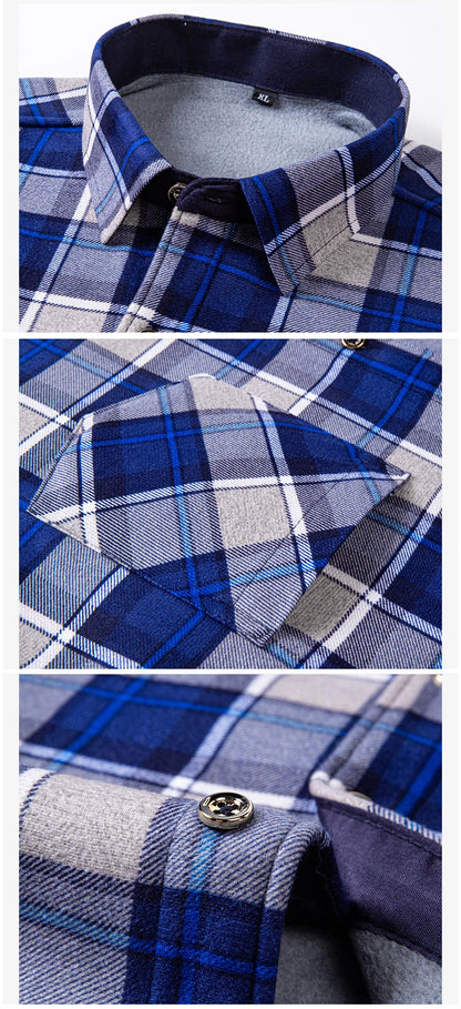 Flannel Plaid Casual Menswear Long Sleeve Fleece