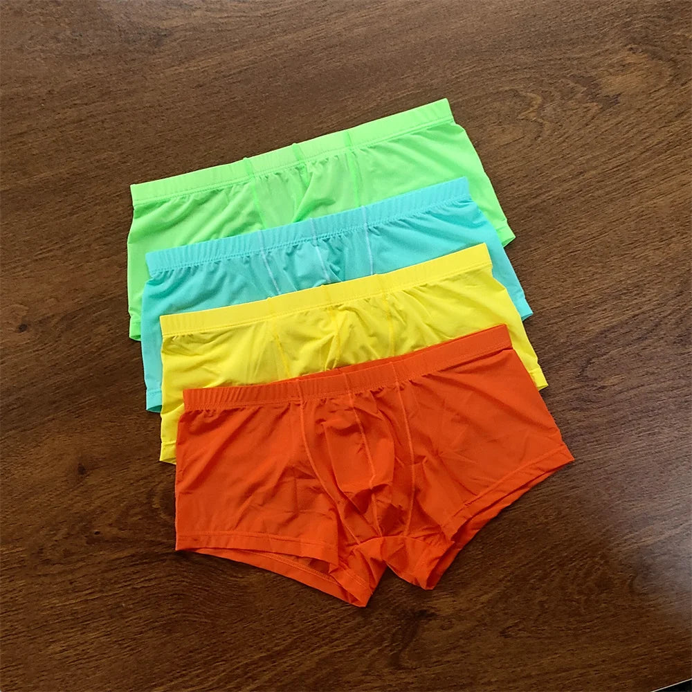 4PCS Sexy Men Brief Summer Breathable Underwear