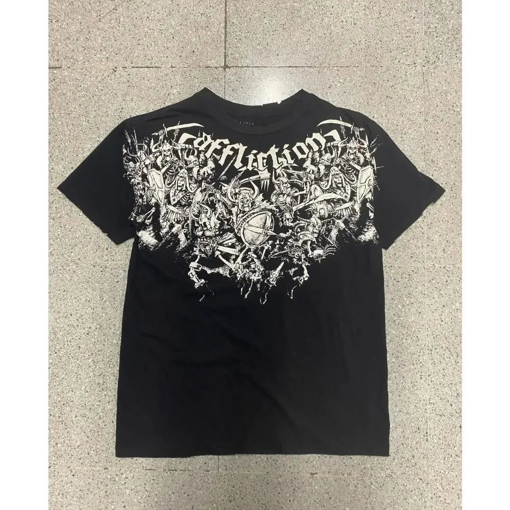 American retro black short sleeved T-shirt men