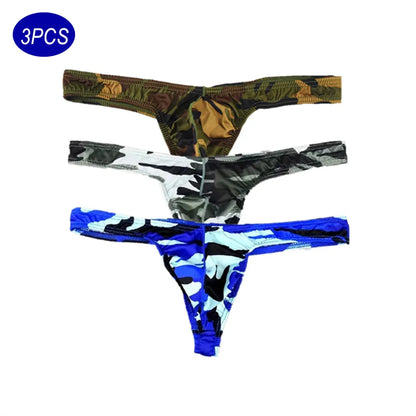 3pcs Sexy Camouflage Men Pouch Thong Plus Size
