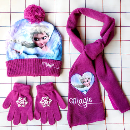 Magic Elsa Cartoon Scarf Hat glove