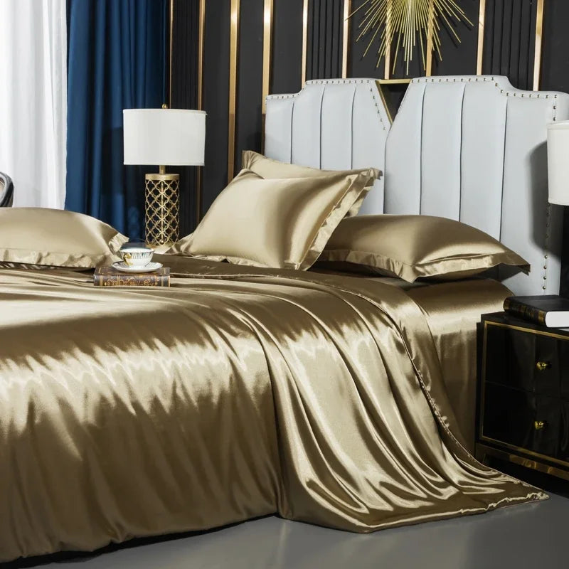 Silk Duvet Cover Bed Sheet Pillowcase Luxury