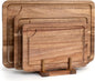 3 Pcs Acacia Wood Cutting Boards with Juice Groove