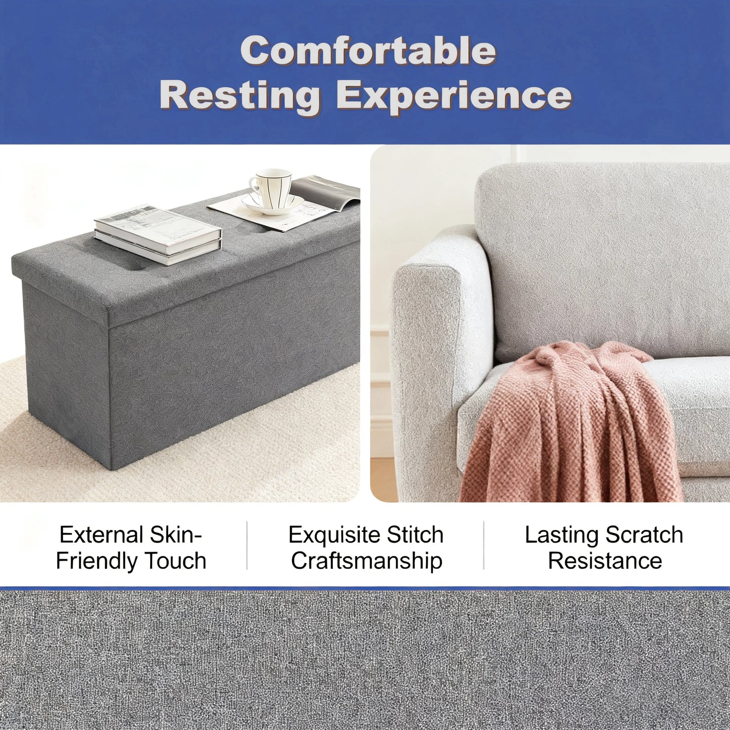 Heavy-Duty Multi-Purpose Folding Storage Ottoman