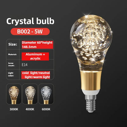 Acrylic Crystal LED Bulb Chandelier Fairy Lamp