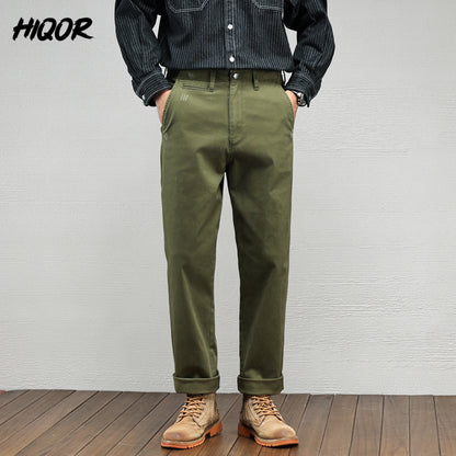 Casual Cotton Pants, Loose Straight Leg Workwear