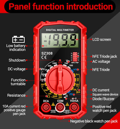 Digital Multimeter   AC/DC Current Meter Voltage Resistance