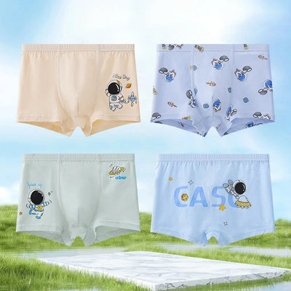 4PCS Boys Cartoon Cotton Breathable Comfort Underwear