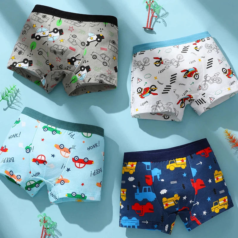12 pcs Boys Boxer Briefs Cartoon Sets