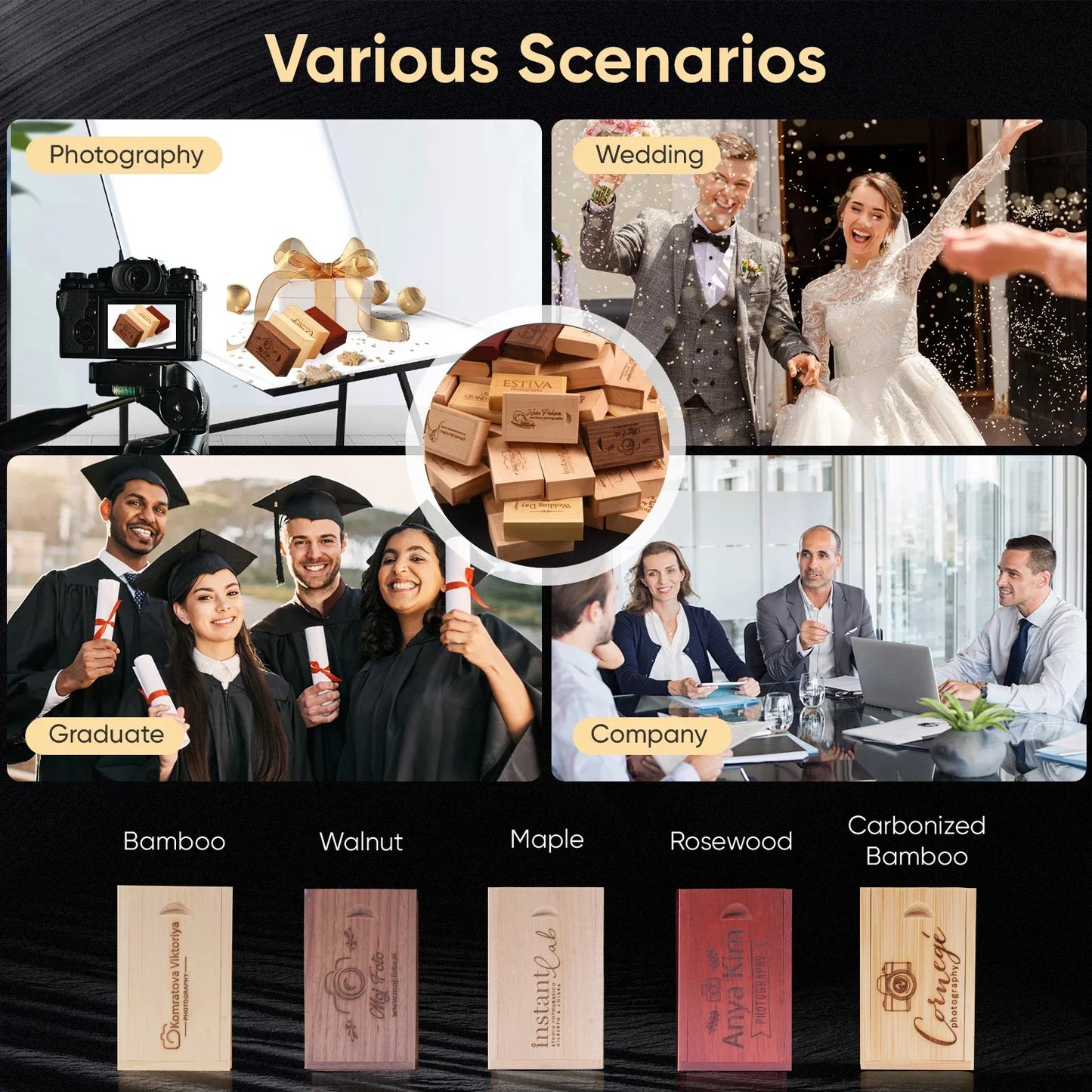 10PCS Wooden USB Flash Drive Memory Stick