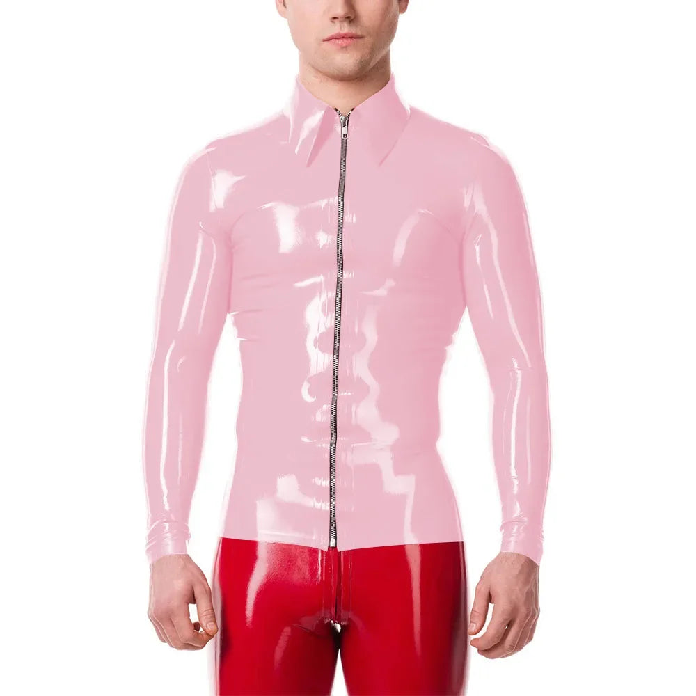 Mens Fashion Zipper Long Sleeve Jacket Turn-down Collar