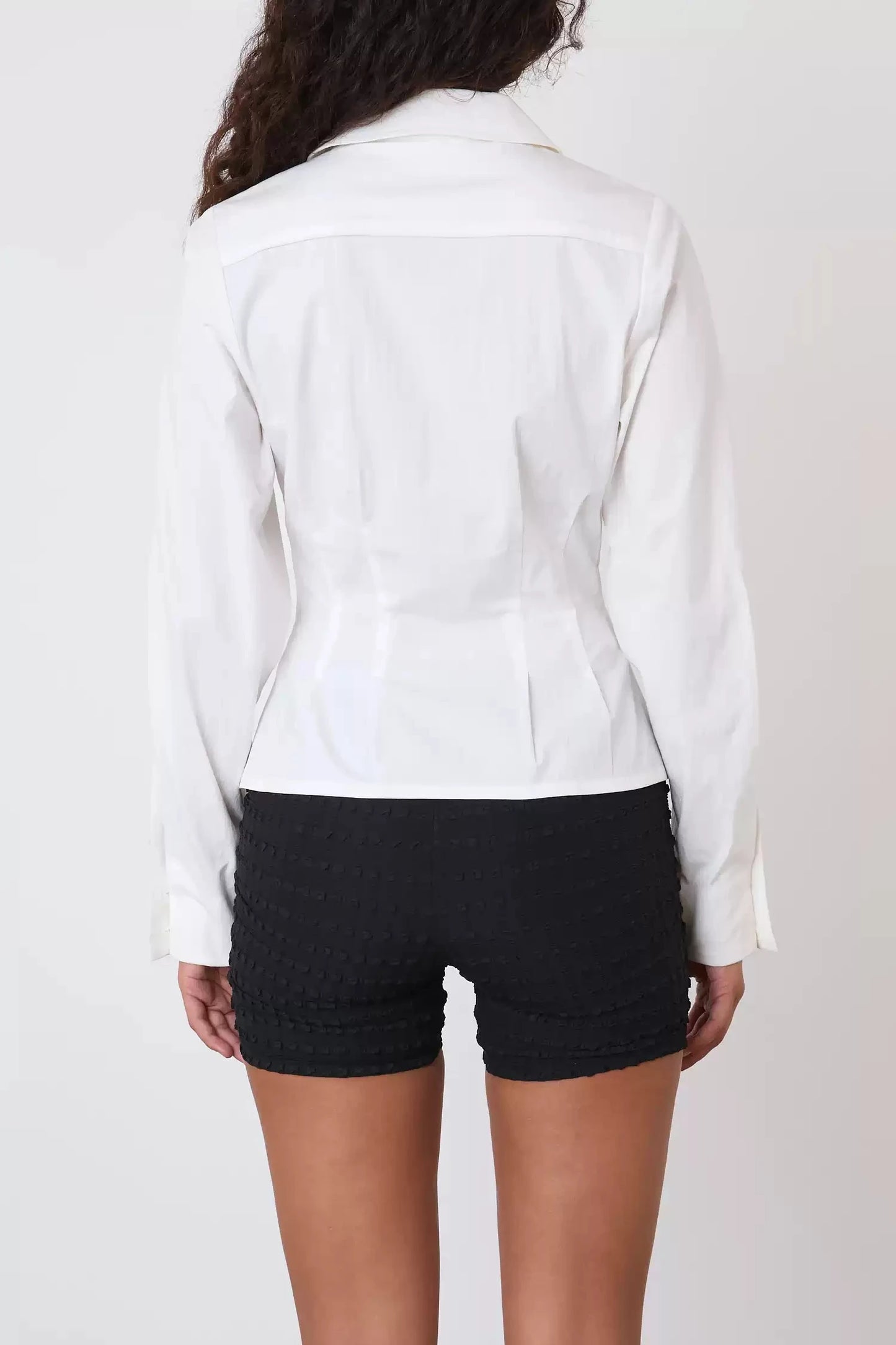 Doll Collar White Long Sleeves Slim Top
