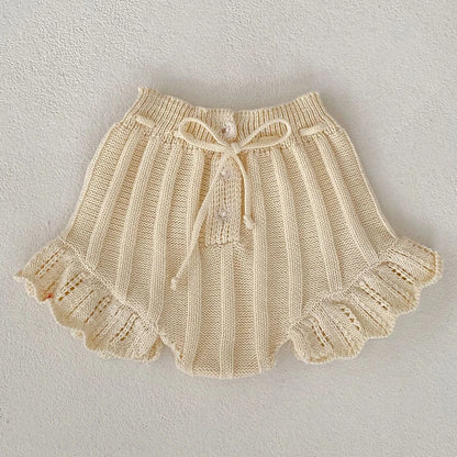 2 Pcs Baby Girls Long Sleeve Striped Cardigan Coat+ Shorts