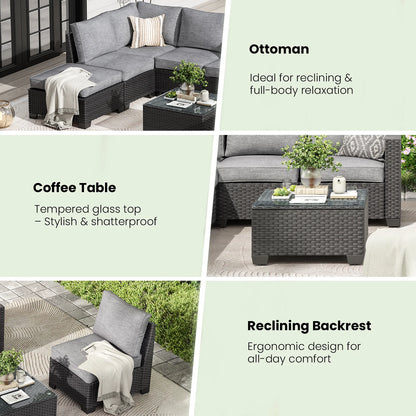 Sofa Set, Outdoor Furniture with Ottoman