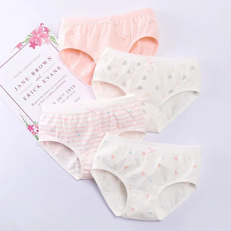 4PCS Girl Antibacterial Cotton Underwear