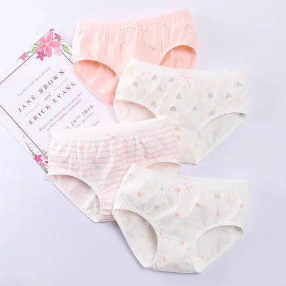 4PCS Girl Antibacterial Cotton Underwear