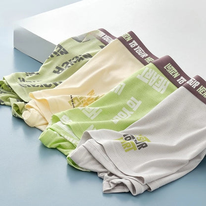 4PCS Teen Boys Mesh Breathable Antibacterial Underwear