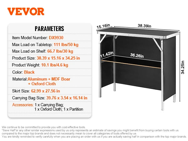 Folding Portable Bar Podium Table