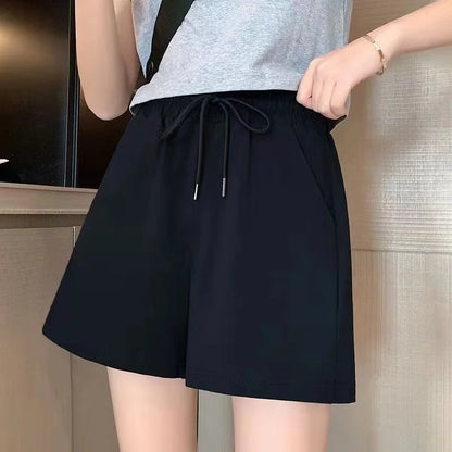 Embroidered Straight Short Denim Wide-Leg Jeans
