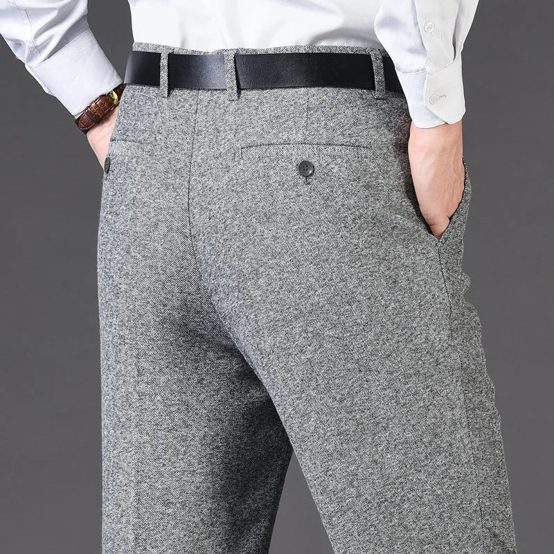Mens High Waist Wool Trousers Cashmere Suit