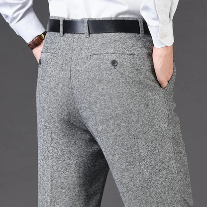 Mens High Waist Wool Trousers Cashmere Suit