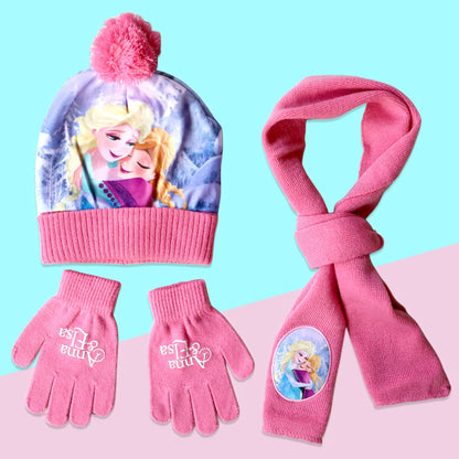 Elsa Anna Classics Princess Cartoon Cap Scarf Hat Glove