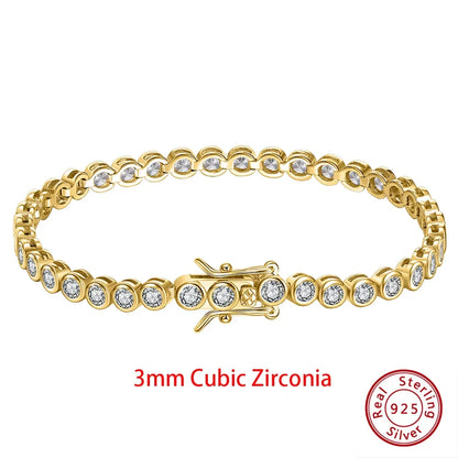 Shiny Tennis Bracelet Sterling Silver Cubic Zirconia