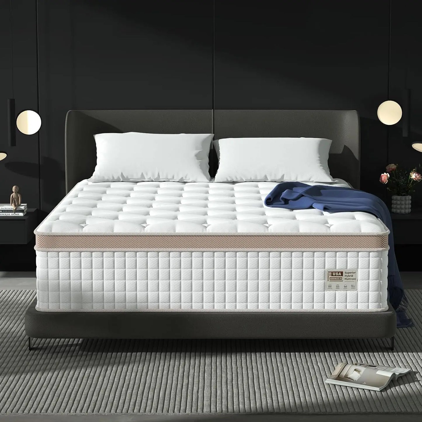 Full/King/Queen Size Mattress, Luxury Hybrid, Gel Memory Foam