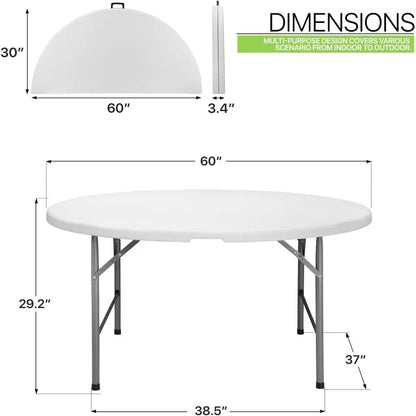 Round Folding Plastic Dining Table with Carrying Handle