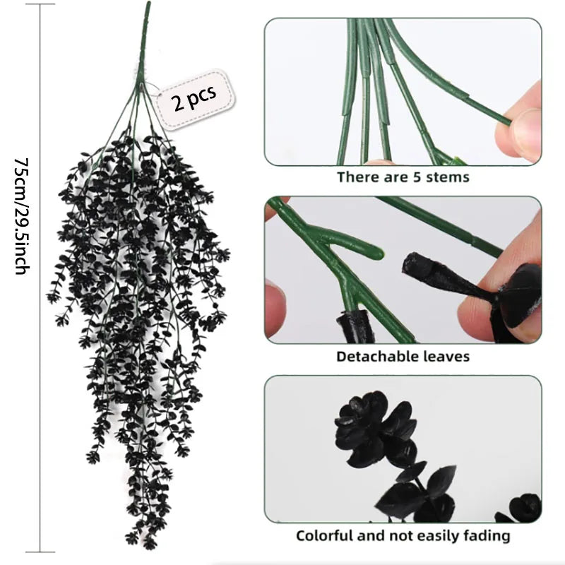2pcs Artificial Vines UV-Resistant Protection Hanging Fake Plant