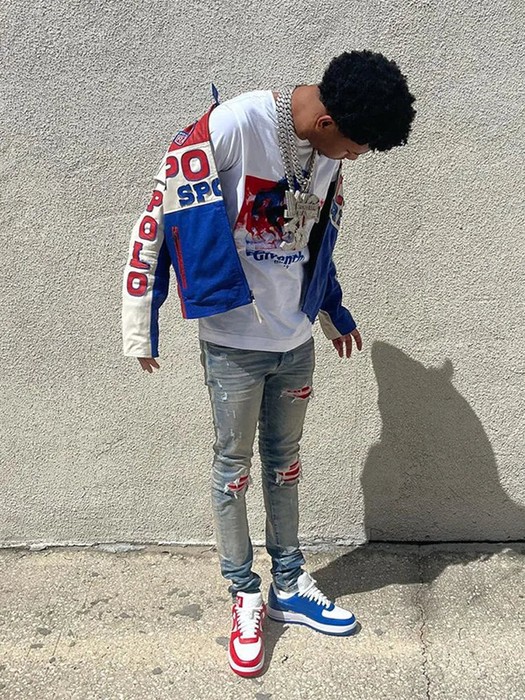 Men's Vintage Jeans American Streetwear Slim-fit