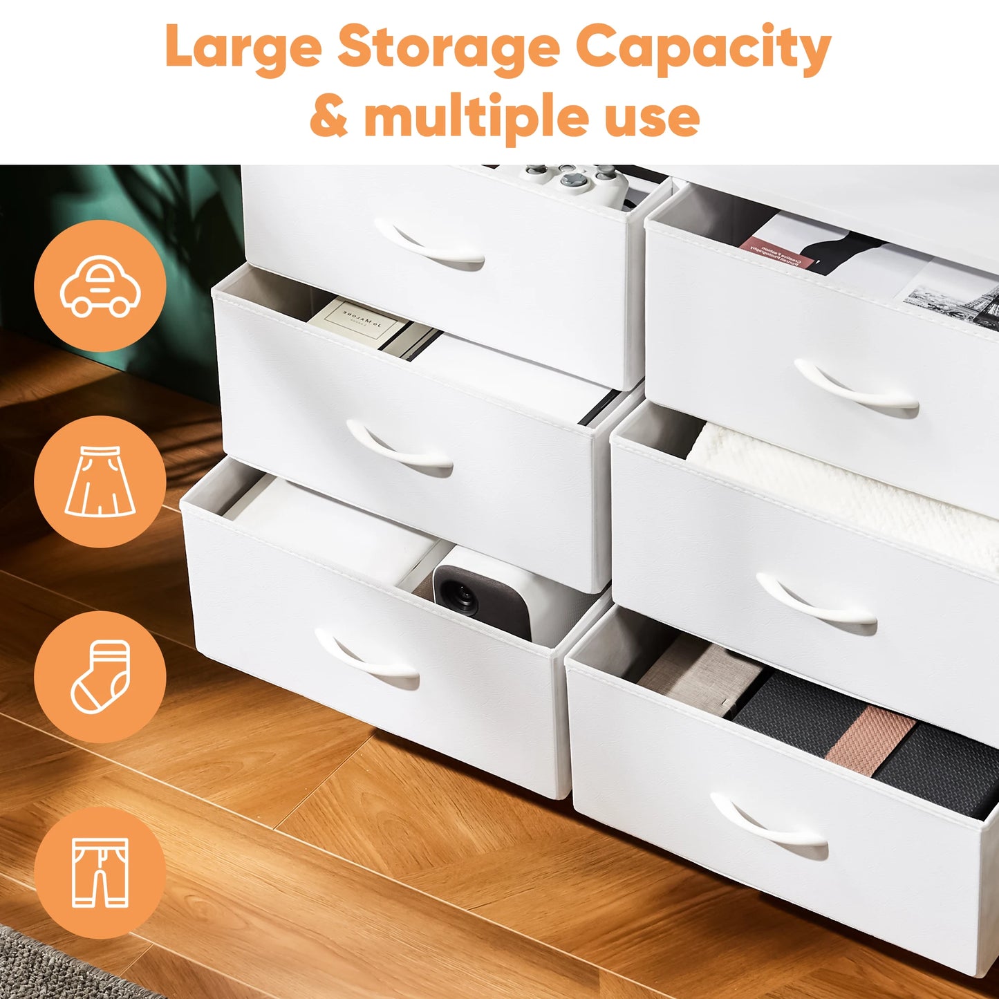 8 Fabric Drawers Storage Cabinet Steel Frame Assembly
