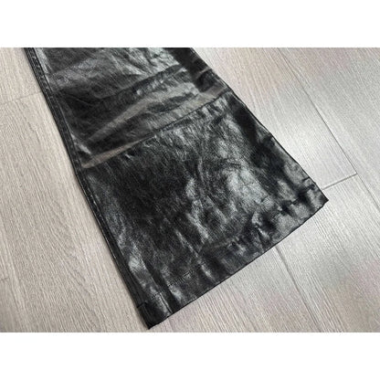Men's Dark Coated Glossy Leather Black Jeans