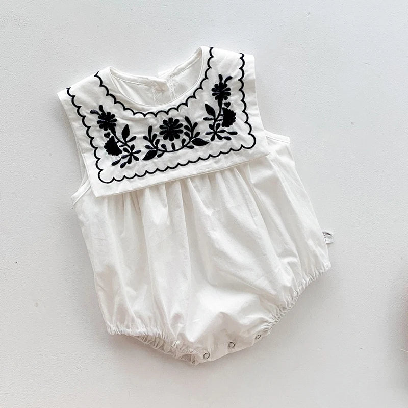 Infant Baby Girls Embroider Sleeveless Rompers