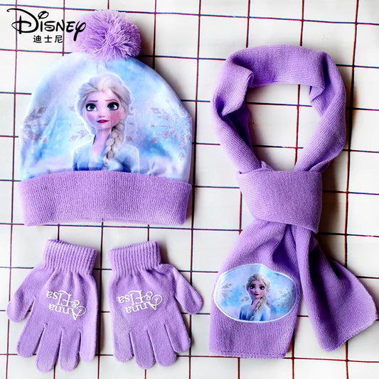 Girls Scarf Hat Glove Elsa Cartoon Cosplay