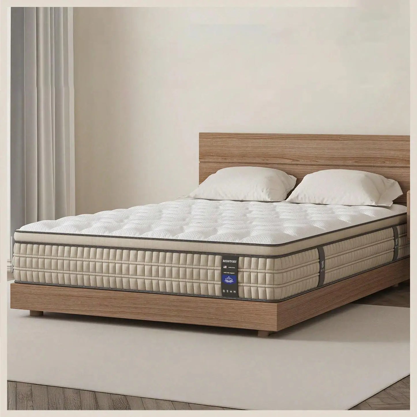 Full/King Hybrid Gel Memory Foam Mattress, Queen Size with Breathable Fabric