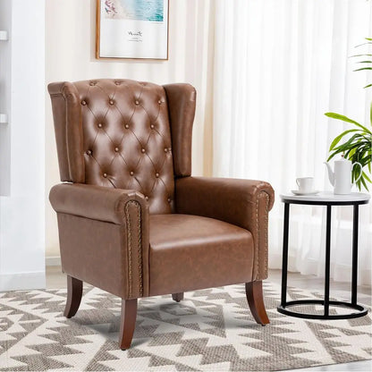 Upholstered Club Sofa Chair with Wooden Legs