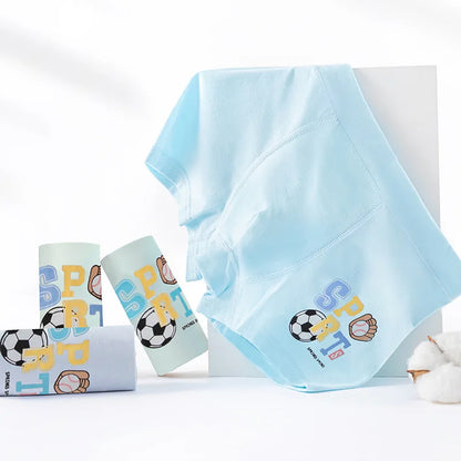 4PCS Boys Cotton Antibacterial Cute Cartoon Breathable Underwear